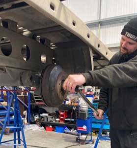 Trailer being serviced