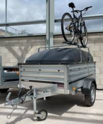 Brenderup 1205XL Tilt Camping Trailer - Package 10 - ABS Lid, Load Bars, & 4 Cycle Carriers