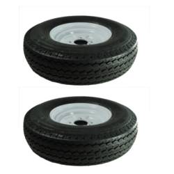 Trailer wheel and tyre PAIR | 10" 500 | 4 stud | 4" (100mm) PCD - White Rim