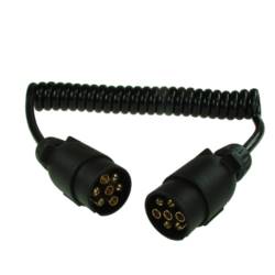 7 Pin Plug to Plug Curly Connecting Lead - 1.5m Long